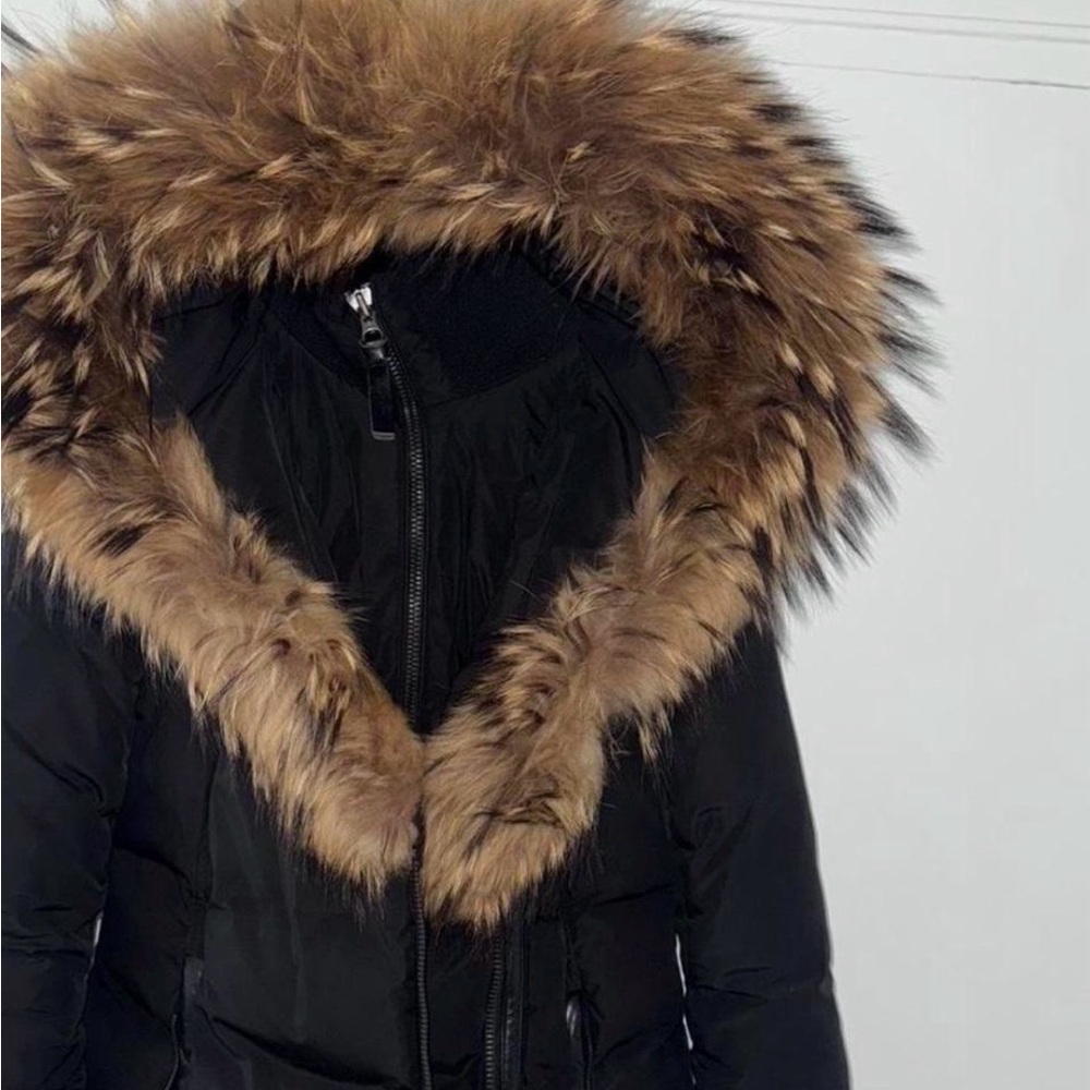 Mackage Black Jacket with Brown Fur Trim